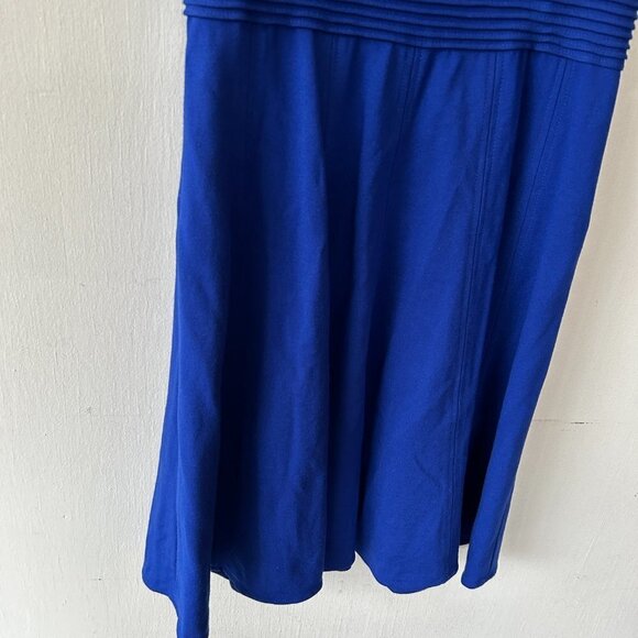 Eliza J Fit and Flare Dress Womens Size 6 Blue Cap Sleeve Rear Zip - Picture 3 of 8
